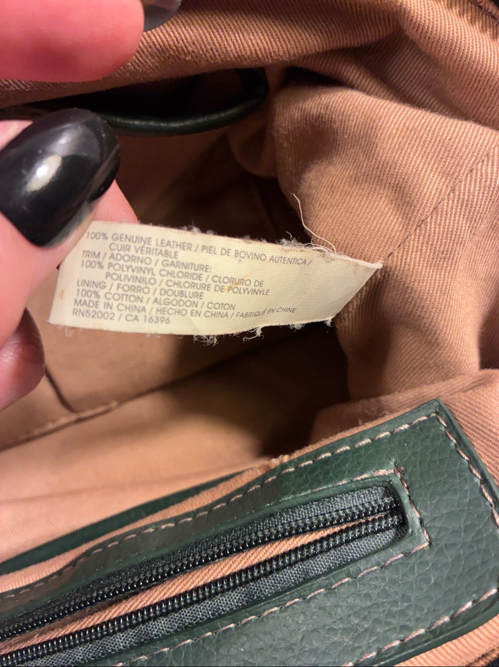Vintage Liz Claiborne Dark Green Leather Top-Handle Satchel with Gold Hardware - Picture 9 of 15